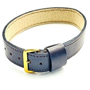 Faux Leather Bracelet Brown Buckled Band Gold Tone Classic Career Cosplay LARP